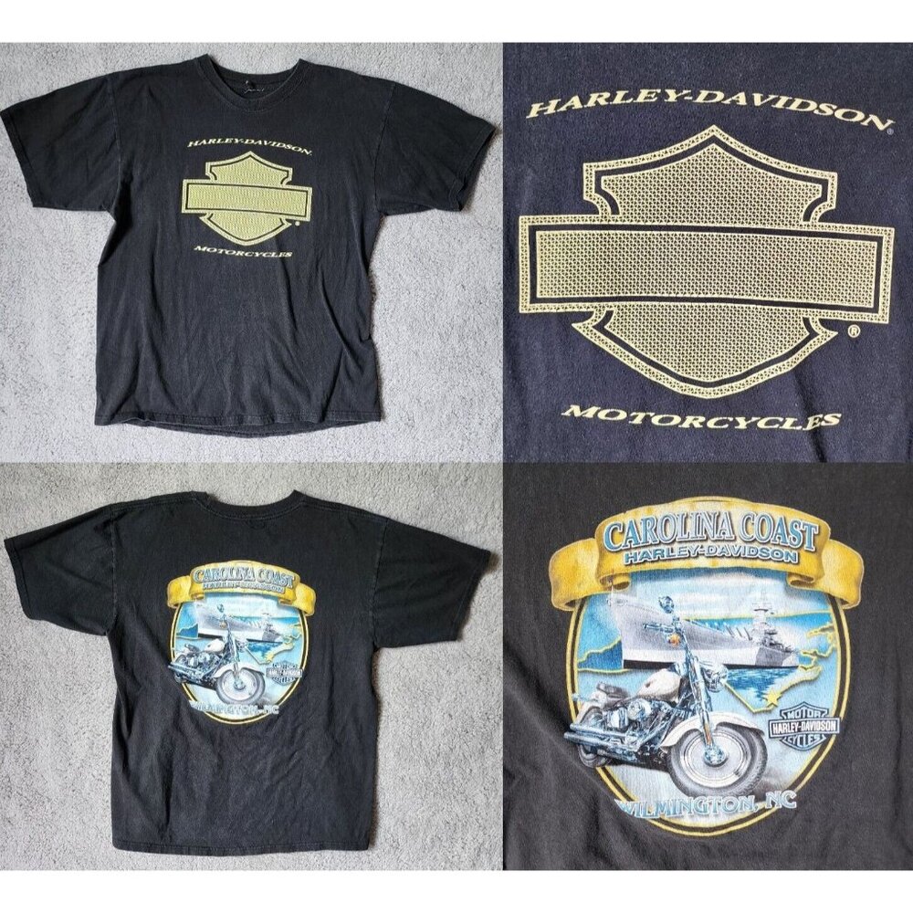 Carolina Coast Harley Davidson Wilmington NC Battleship Graphic T Shirt Size XL